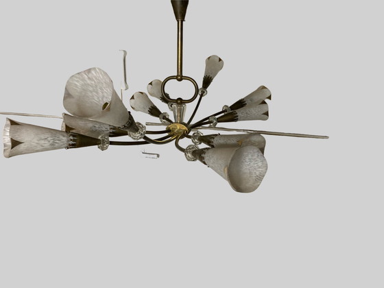 Image 1 of French art deco chandelier by Maison Lunel model Arum