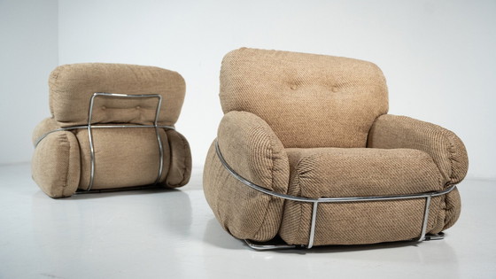 Image 1 of Mid-Century Modern Pair Of "Okay" Armchairs By Adriano Piazzesi, 1960S