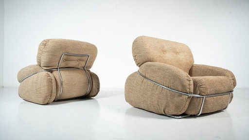 Mid-Century Modern Pair Of "Okay" Armchairs By Adriano Piazzesi, 1960S