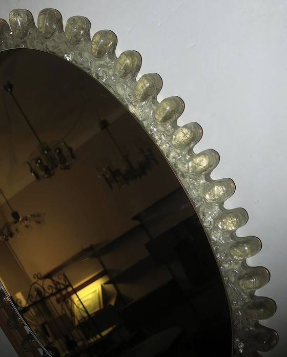 Image 1 of Egon Hillebrand Large Oval Lucite Illuminated Wall Mirror,