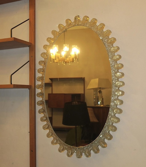 Egon Hillebrand Large Oval Lucite Illuminated Wall Mirror,