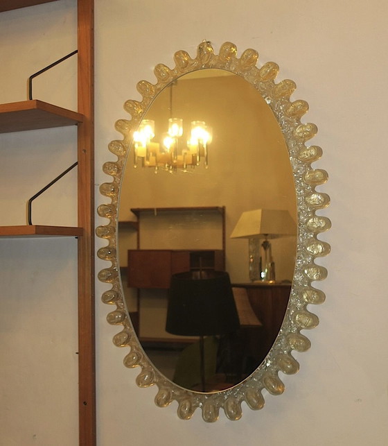 Image 1 of Egon Hillebrand Large Oval Lucite Illuminated Wall Mirror,