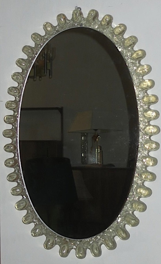 Image 1 of Egon Hillebrand Large Oval Lucite Illuminated Wall Mirror,