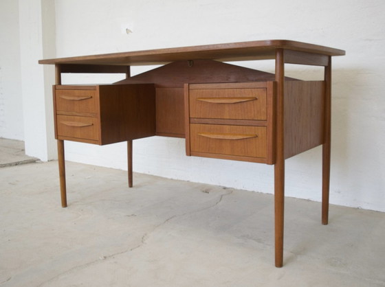 Image 1 of Danish Teak Desk By Gunnar Nielsen For Tibergaard.