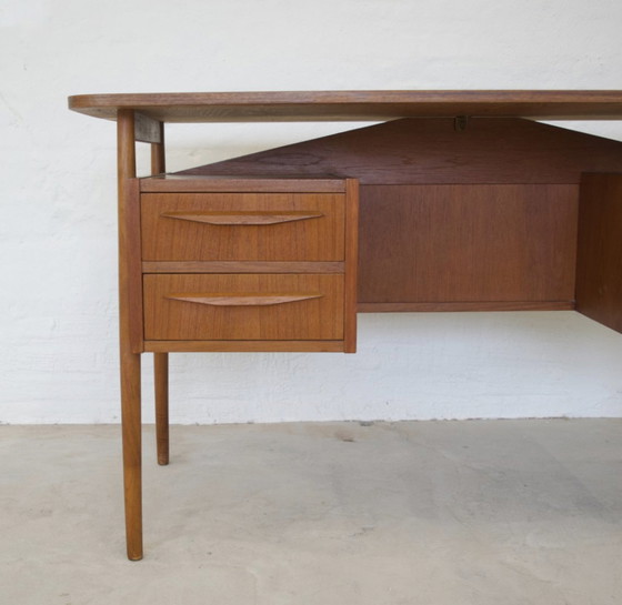 Image 1 of Danish Teak Desk By Gunnar Nielsen For Tibergaard.