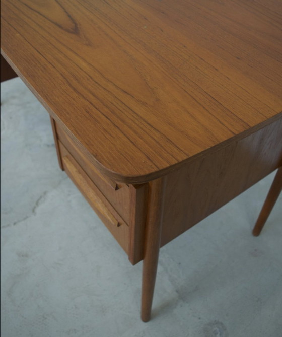 Image 1 of Danish Teak Desk By Gunnar Nielsen For Tibergaard.