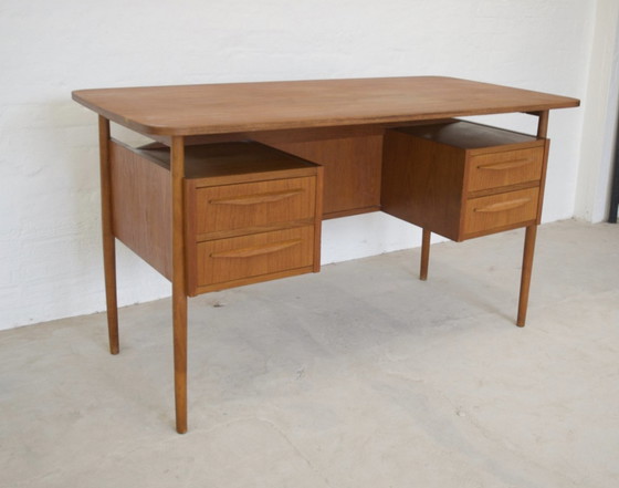 Image 1 of Danish Teak Desk By Gunnar Nielsen For Tibergaard.