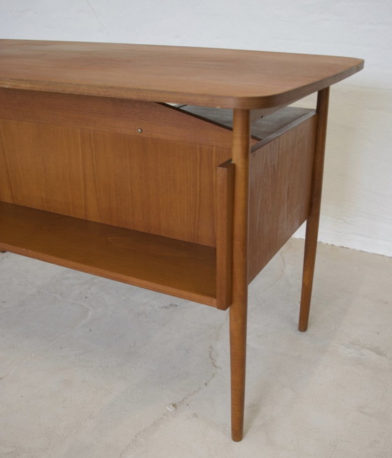 Image 1 of Danish Teak Desk By Gunnar Nielsen For Tibergaard.