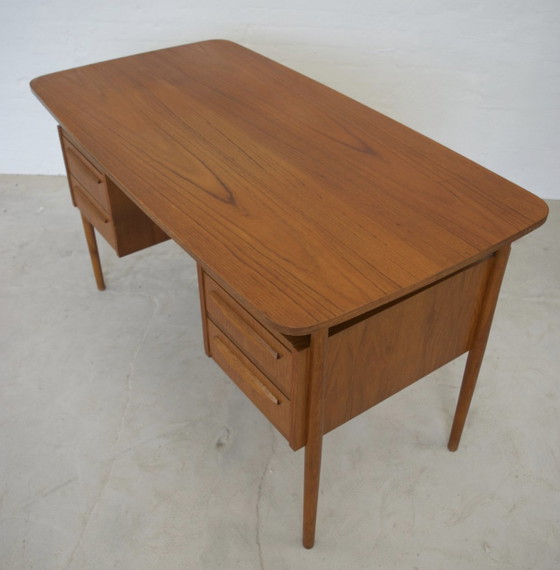 Image 1 of Danish Teak Desk By Gunnar Nielsen For Tibergaard.