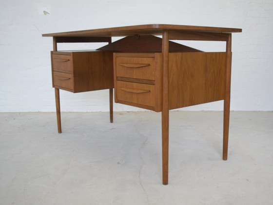 Image 1 of Danish Teak Desk By Gunnar Nielsen For Tibergaard.