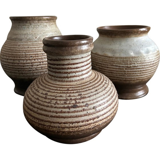 Image 1 of Set of 3 vintage stoneware vases, 1970
