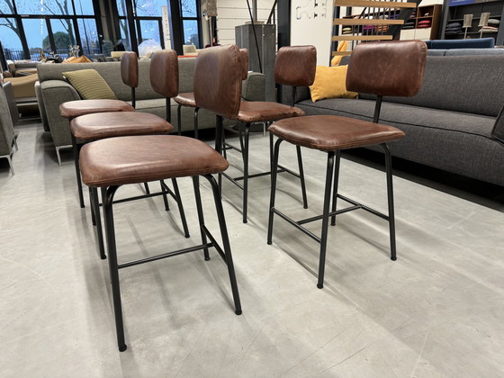 Image 1 of 6 Jess design Zipp Barstool Tabouret de bar en cuir brun Barstools