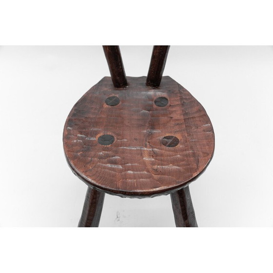 Image 1 of Vintage rustic provincial carved chair, France 1960