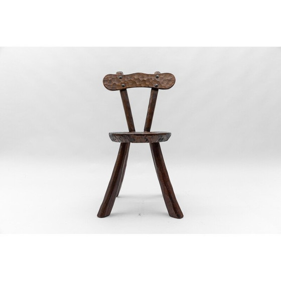Image 1 of Vintage rustic provincial carved chair, France 1960