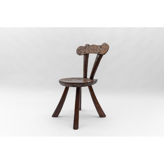 Image 1 of Vintage rustic provincial carved chair, France 1960