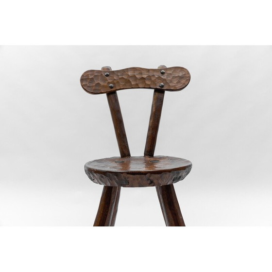 Image 1 of Vintage rustic provincial carved chair, France 1960