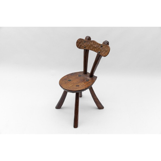 Image 1 of Vintage rustic provincial carved chair, France 1960