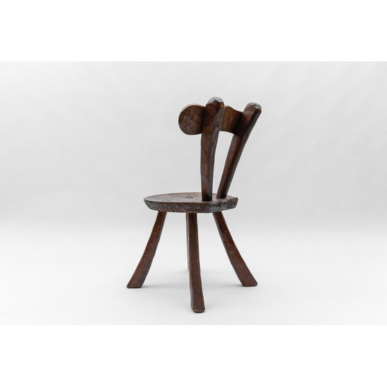 Image 1 of Vintage rustic provincial carved chair, France 1960