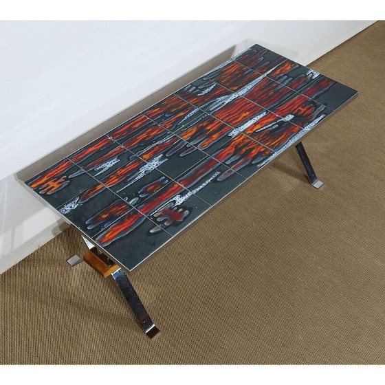 Image 1 of Vintage ceramic and chrome metal coffee table, 1960