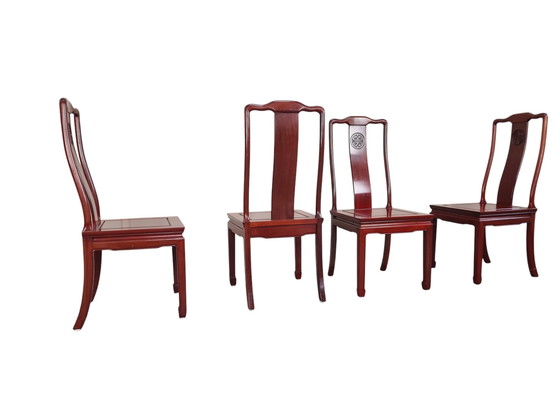 Image 1 of Stately Solid Rosewood Oriental Dining Room Chairs. - Chair (4) - Kingwood
