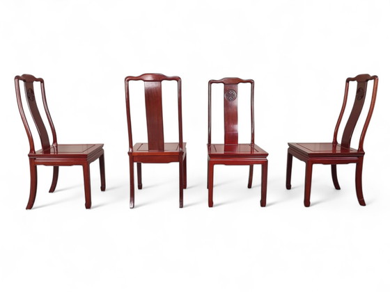 Image 1 of Stately Solid Rosewood Oriental Dining Room Chairs. - Chair (4) - Kingwood
