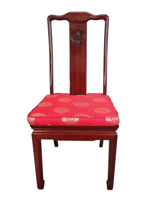 Image 1 of Stately Solid Rosewood Oriental Dining Room Chairs. - Chair (4) - Kingwood
