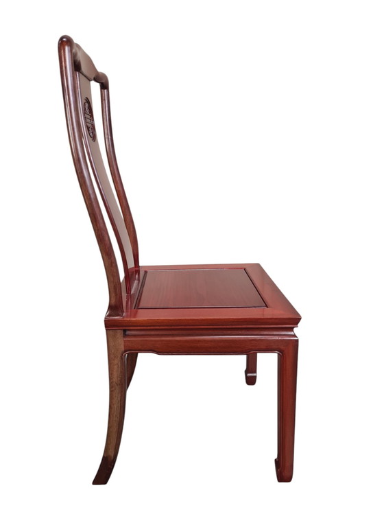 Image 1 of Stately Solid Rosewood Oriental Dining Room Chairs. - Chair (4) - Kingwood
