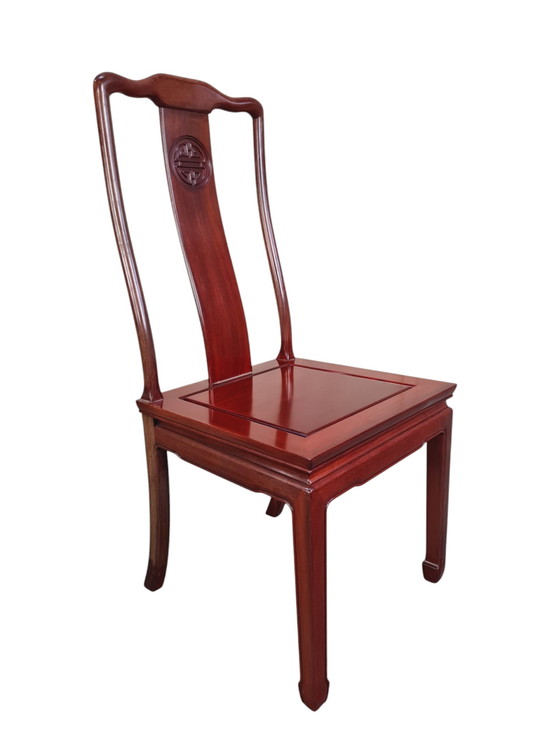 Image 1 of Stately Solid Rosewood Oriental Dining Room Chairs. - Chair (4) - Kingwood
