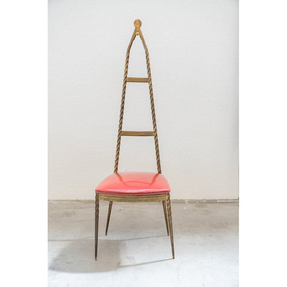 Image 1 of Pair of vintage brass chairs with coat hanger by Paolo Buffa for Pozzi and Verga, Italy 1950