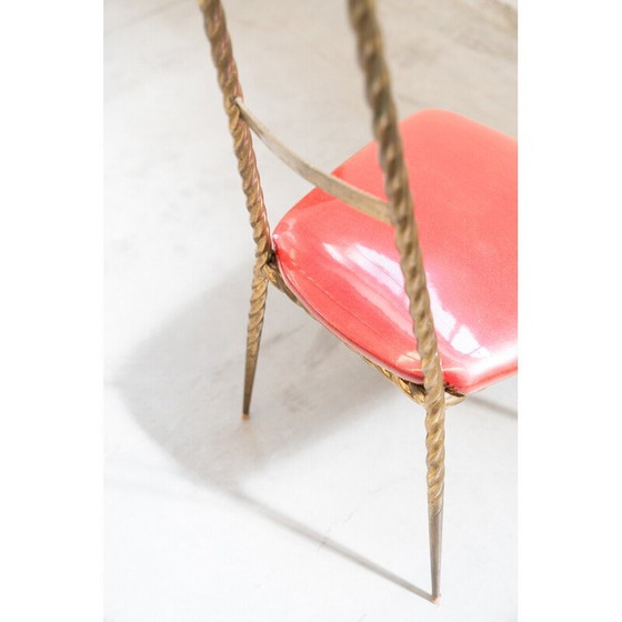 Image 1 of Pair of vintage brass chairs with coat hanger by Paolo Buffa for Pozzi and Verga, Italy 1950