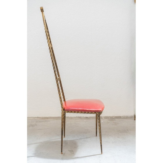 Image 1 of Pair of vintage brass chairs with coat hanger by Paolo Buffa for Pozzi and Verga, Italy 1950
