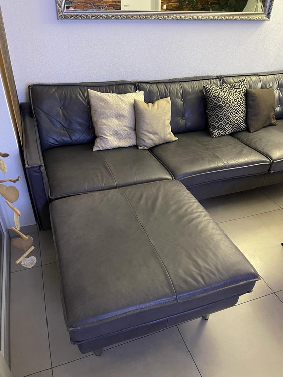 Image 1 of Mondo leather sofa incl. ottoman in anthracite