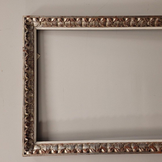 Image 1 of Vintage rectangular frame in carved and silvered wood, France 1960