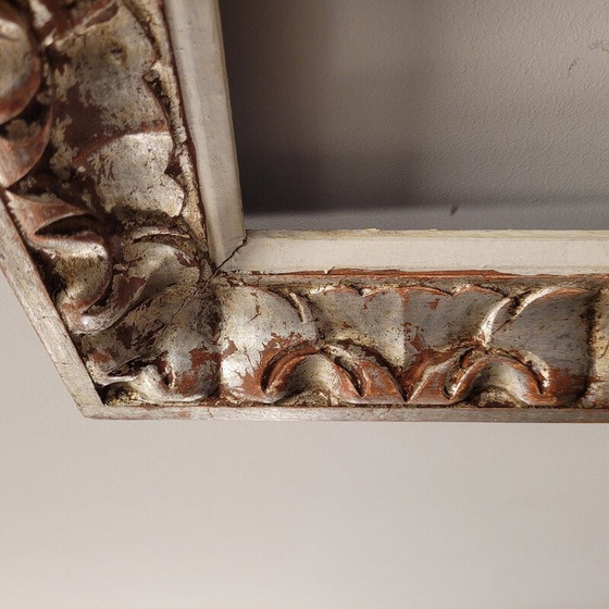 Image 1 of Vintage rectangular frame in carved and silvered wood, France 1960
