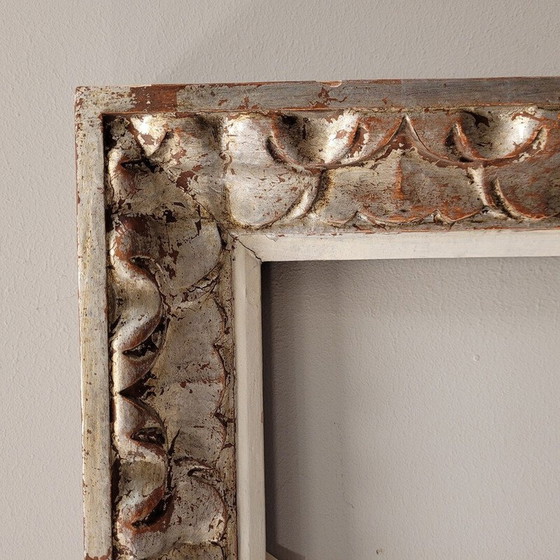 Image 1 of Vintage rectangular frame in carved and silvered wood, France 1960