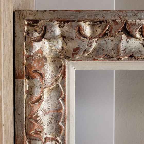 Image 1 of Vintage rectangular frame in carved and silvered wood, France 1960