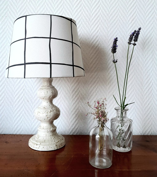 Lampe céramique vintage et abat-jour sur mesure