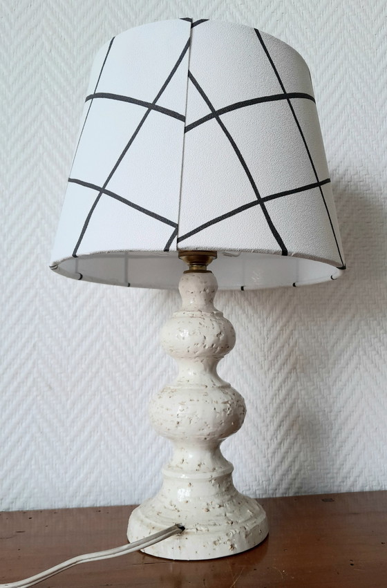 Image 1 of Lampada vintage in ceramica e paralume personalizzato