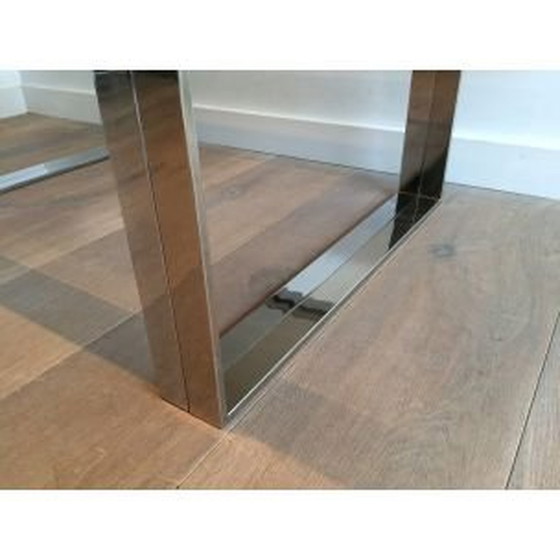 Image 1 of French vintage coffee table in chrome and brass, 1970
