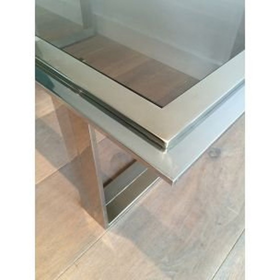 Image 1 of French vintage coffee table in chrome and brass, 1970