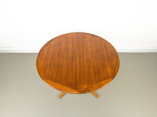  Danish Round Teak Dining Table with Extensions by CFC Silkeborg, 1970s