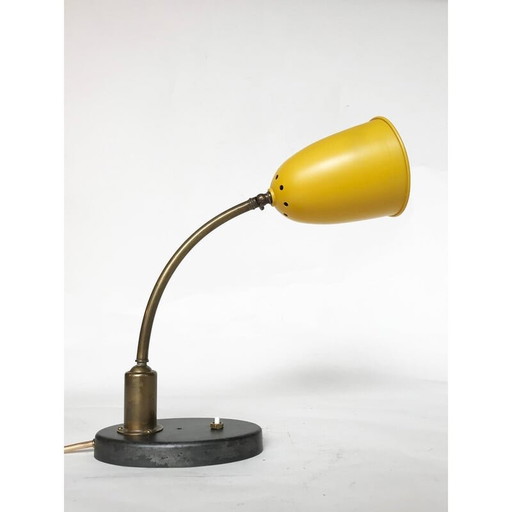 Lampada da tavolo vintage francese in giallo, anni '50
