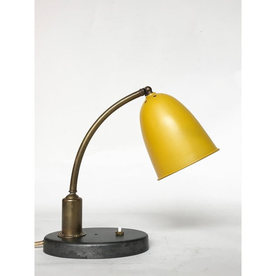 Image 1 of French vintage table lamp in yellow, 1950s
