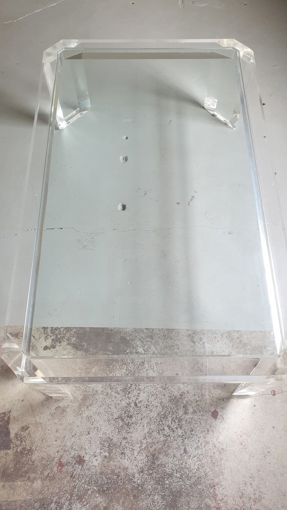 Image 1 of David Lange coffee table plexiglass and glass