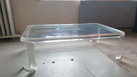 Image 1 of David Lange coffee table plexiglass and glass