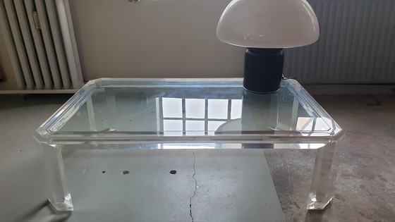 Image 1 of David Lange coffee table plexiglass and glass