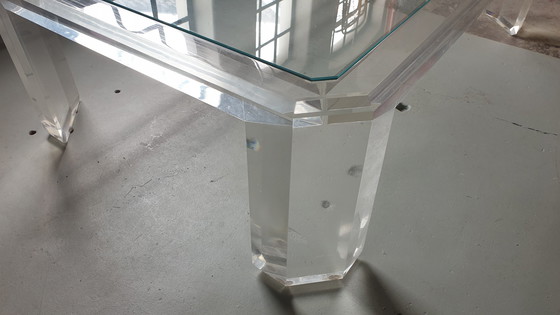 Image 1 of David Lange coffee table plexiglass and glass