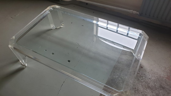 Image 1 of David Lange coffee table plexiglass and glass