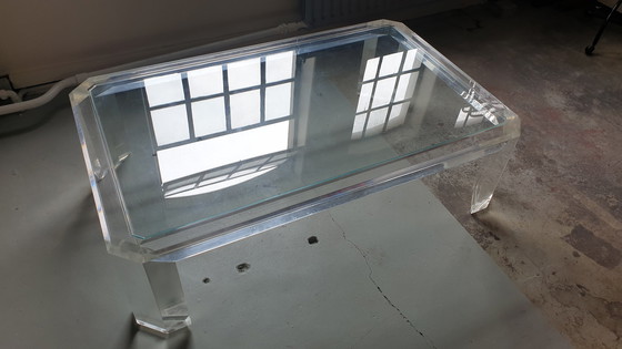 Image 1 of David Lange coffee table plexiglass and glass