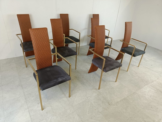 Image 1 of Set of 8 high back dining chairs by Belgochrom, 1970s 